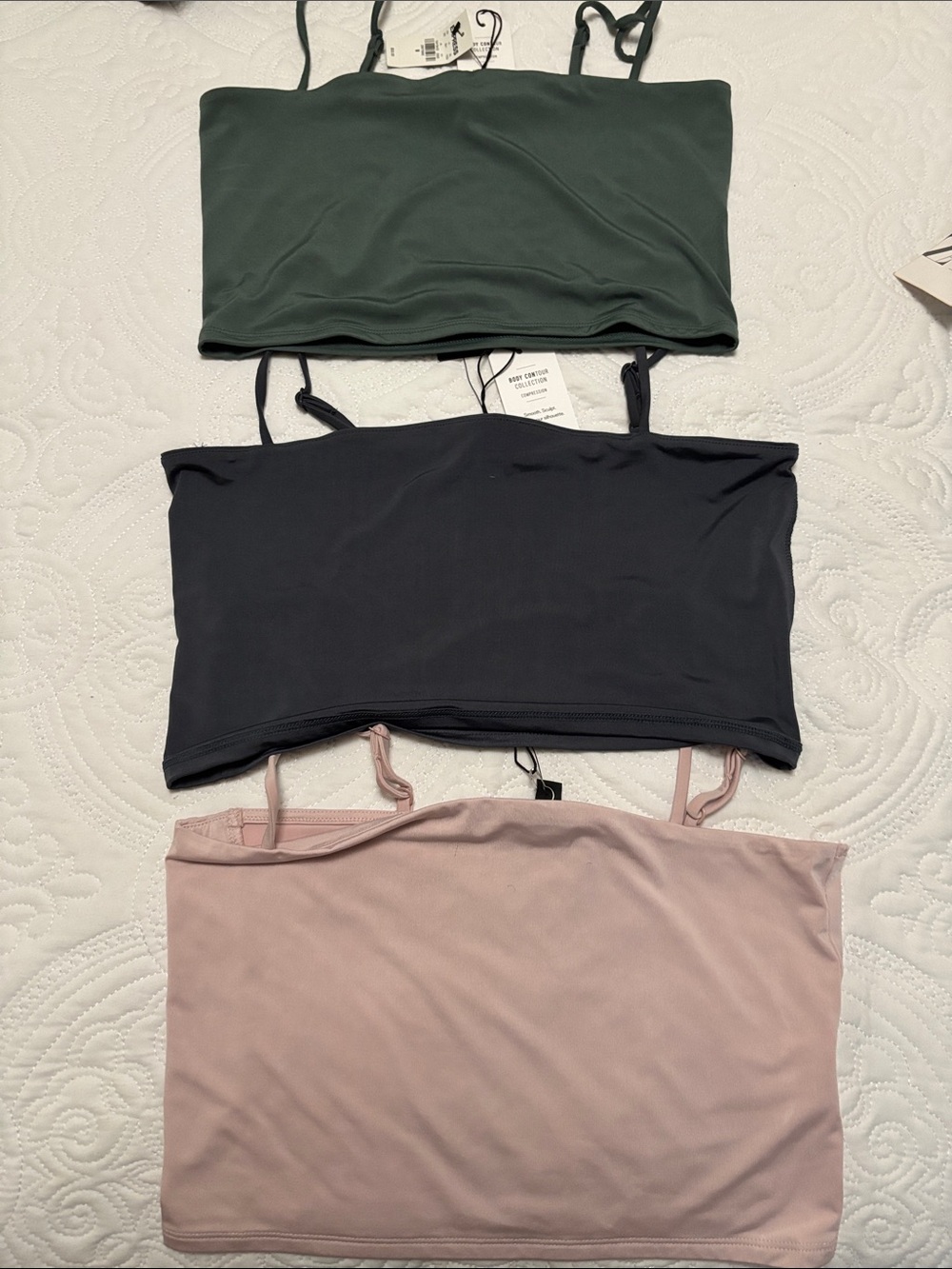 Express Seamless Tube Camisoles - Green, Charcoal, Dusty Pink